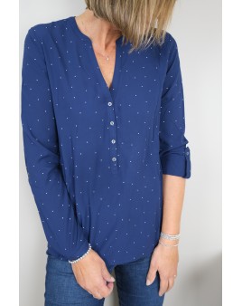 blouse imprimé bleu marine esprit