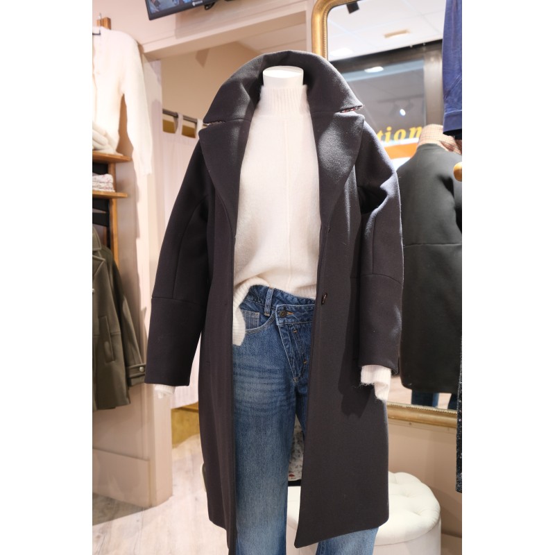 manteau long noir collection french&coat tentation fecamp
