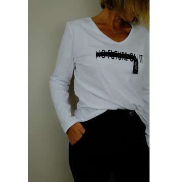 Tee-shirt ML blanc print noir Eva Kayan