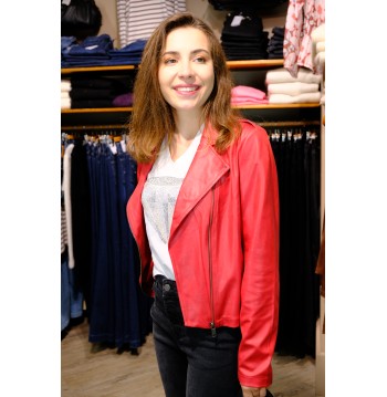 Veste style perfecto rouge...