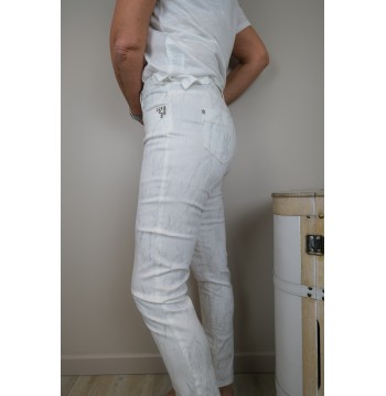 Pantalon blanc imprimé argent Eva kayan