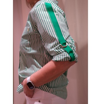 Chemise à rayures blanc et vert Kocca