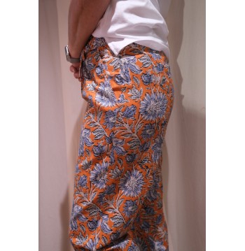 Pantalon fleuri orange et bleu Yerse