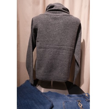 Pull gris col montant