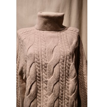 Pull col roulé torsadé beige YERSE