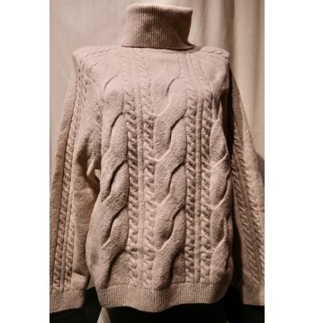 Pull col roulé torsadé beige YERSE