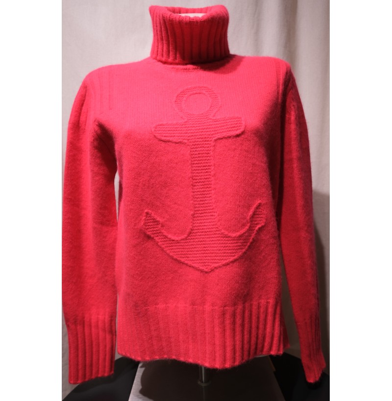 PULL FRAMBOISE LAINE