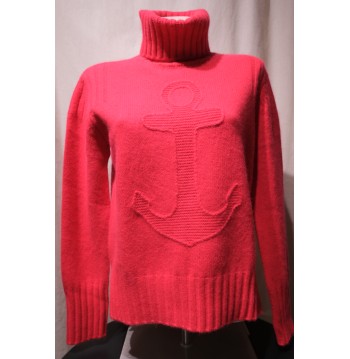 Pull col roulé framboise motif ancre MA PETITE CAPSULE