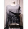 PULL COL V FRANGES GRIS DEGRADE