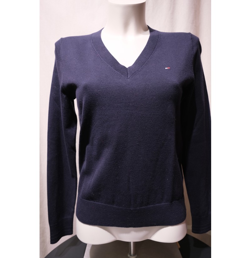 Pull col V bleu marine TOMMY HILFIGER