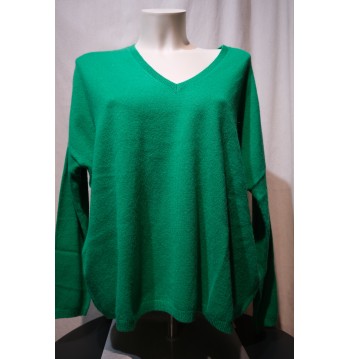 Pull cachemire col V vert LES TRICOTS DE LEA