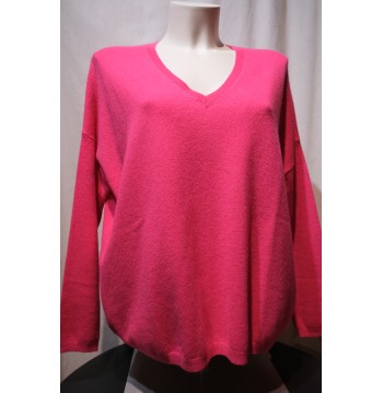 Pull cachemire col V fuschia LES TRICOTS DE LEA