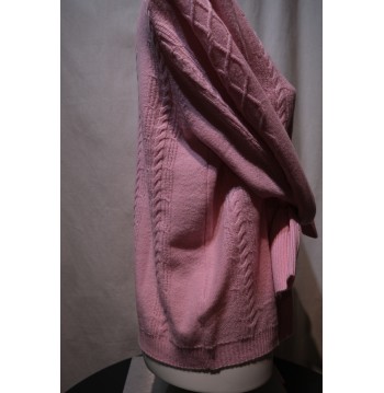 Gilet torsadé laine rose KOCCA