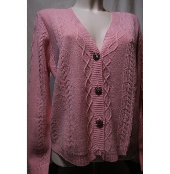 GILET ROSE EN LAINE