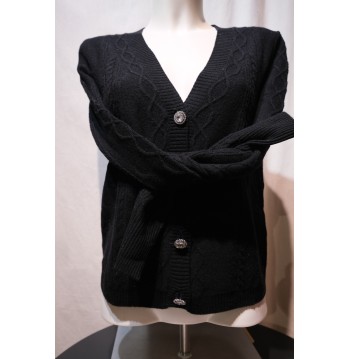 Gilet torsadé laine noir KOCCA