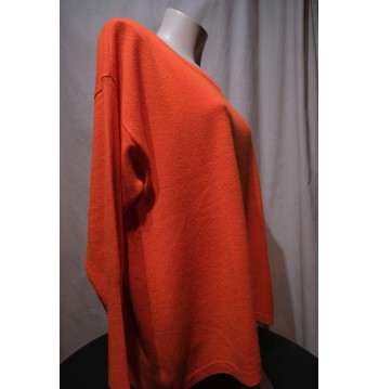 Pull cachemire orange dos boutons ESTHEME CACHEMIRE