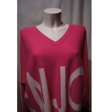 Pull cachemire fuschia print "ENJOY" ESTHEME CACHEMIRE