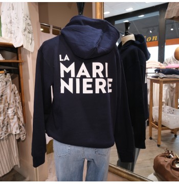 Sweat capuche marine impression dos L'ATELIER DE LA MARINIERE