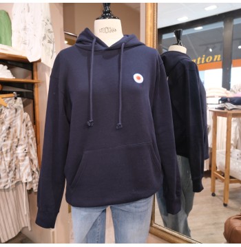 Sweat capuche marine impression dos L'ATELIER DE LA MARINIERE