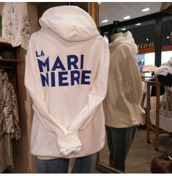 Sweat capuche blanc impression dos L'ATELIER DE LA MARINIERE