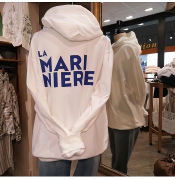 Sweat capuche blanc impression dos L'ATELIER DE LA MARINIERE