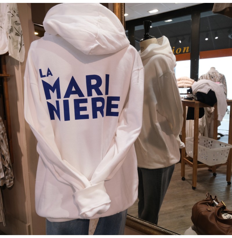 Sweat capuche blanc impression dos L'ATELIER DE LA MARINIERE