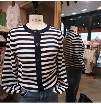 23044627 CARDIGAN MARINE/BLANC