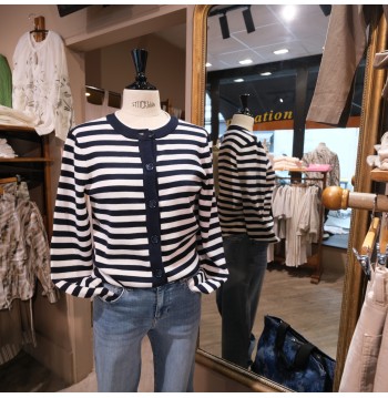 Cardigan rayé marine/blanc OBJECT