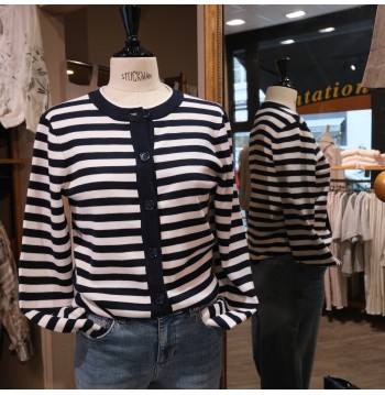 Cardigan rayé marine/blanc OBJECT