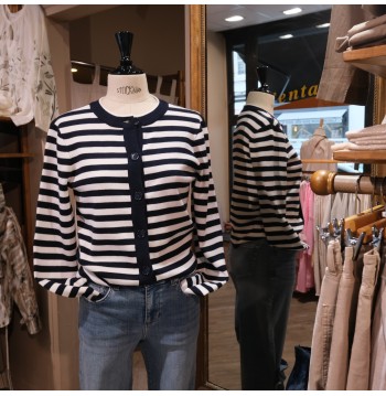 23044627 CARDIGAN MARINE/BLANC