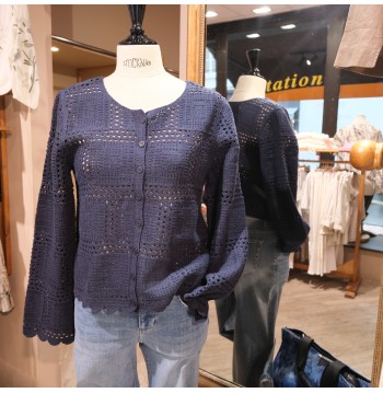 GILET CROCHET MARINE