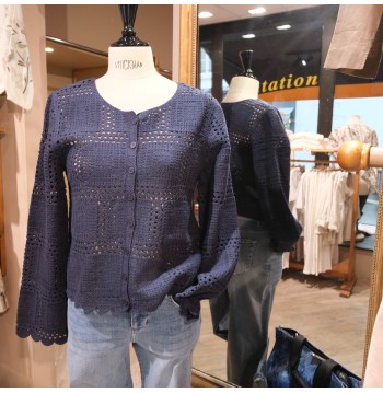 GILET CROCHET MARINE