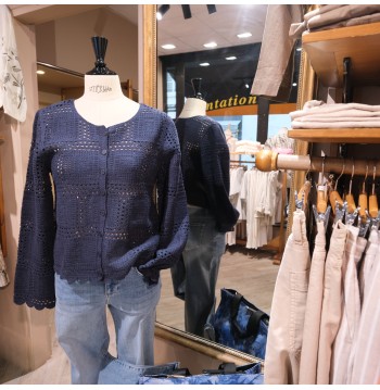 GILET CROCHET MARINE
