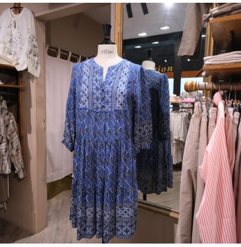 Robe imprimé ethnique bleu...