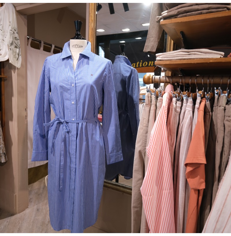 Robe chemise rayée bleue TOMMY HILFIGER