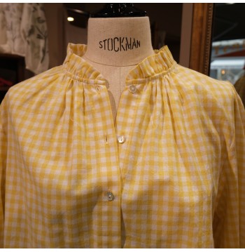 Blouse vichy jaune COTON