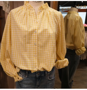 Blouse vichy jaune COTON