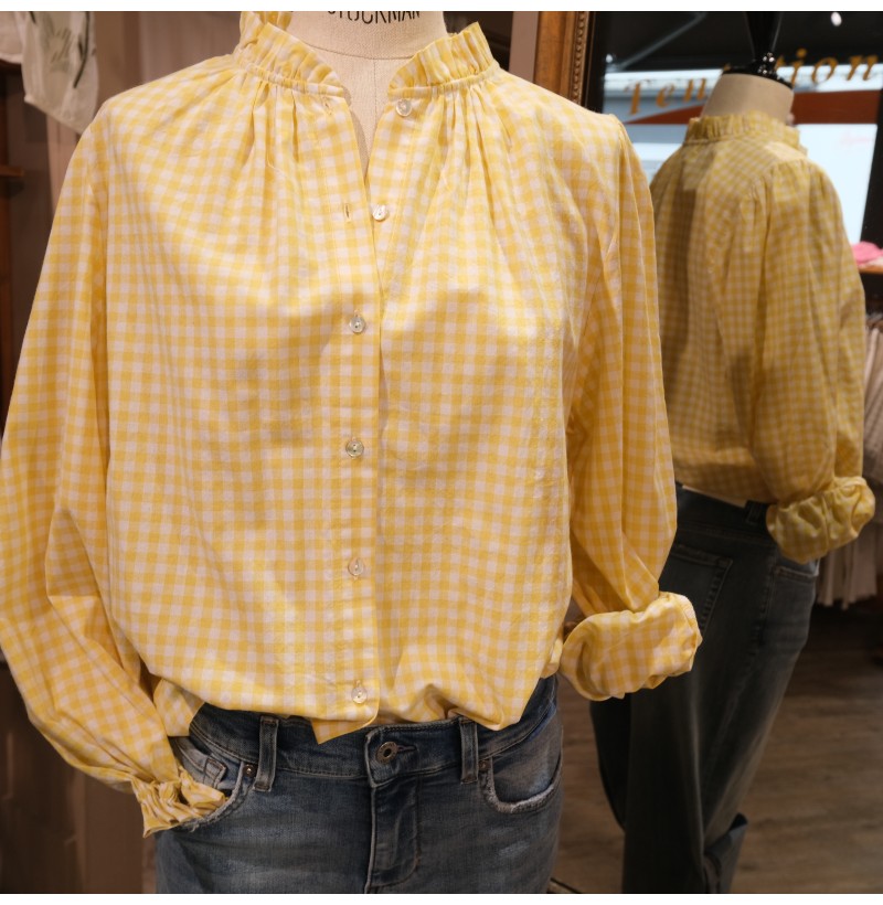 Blouse vichy jaune COTON