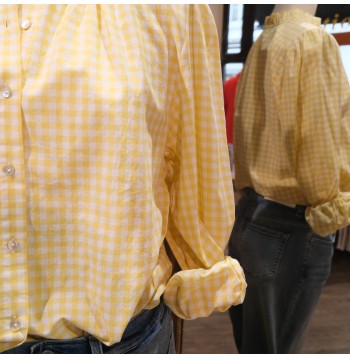 Blouse vichy jaune COTON