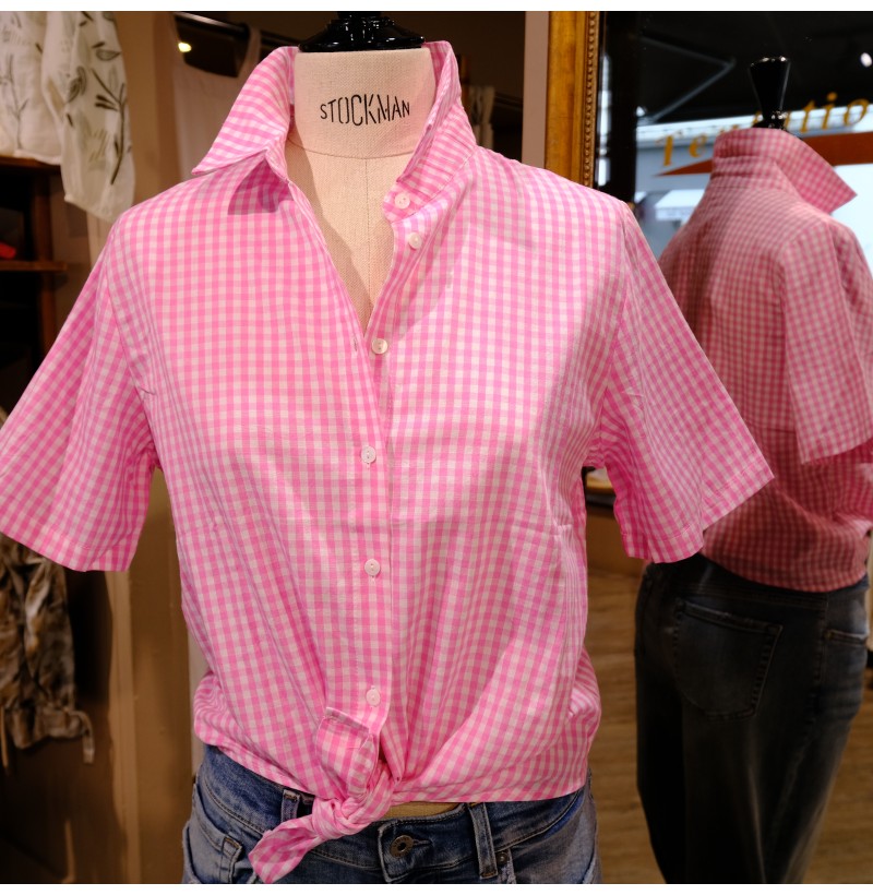 Top manches courtes vichy rose COTON