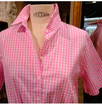 Top manches courtes vichy rose COTON
