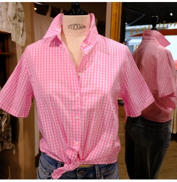 Top manches courtes vichy rose COTON