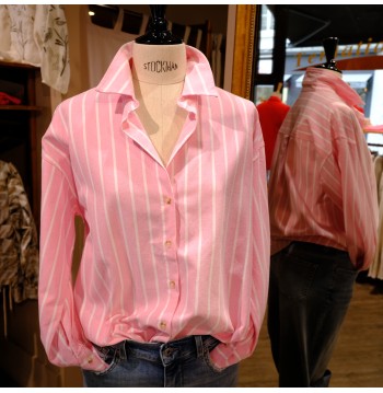 Chemise à rayures rose COTON