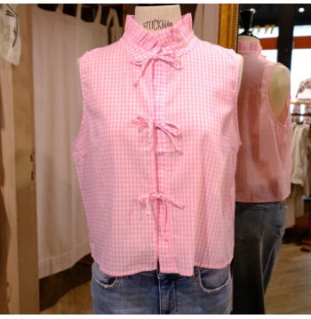 Top sans manches vichy rose...