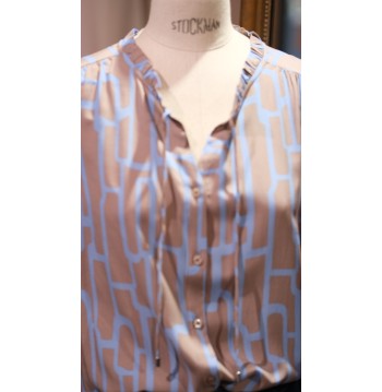 Blouse fantaisie taupe et ciel