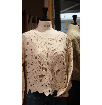 Pull crochet écru