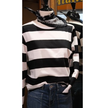 Sweat à larges rayures noir et blanc
