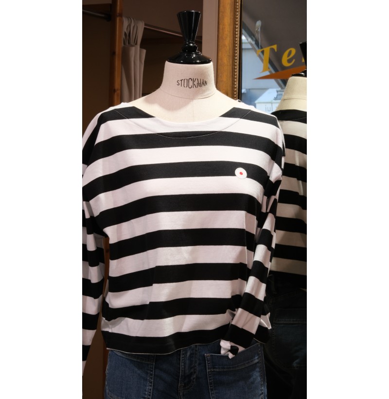 Tee-shirt oversize rayé blanc et noir