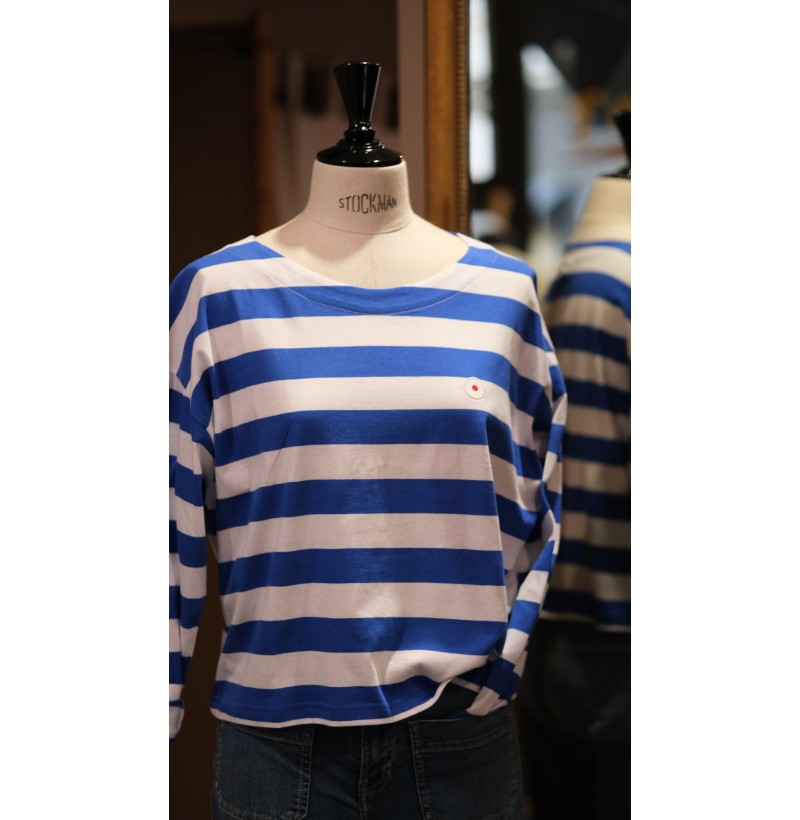 Tee-shirt oversize rayé bleu et blanc