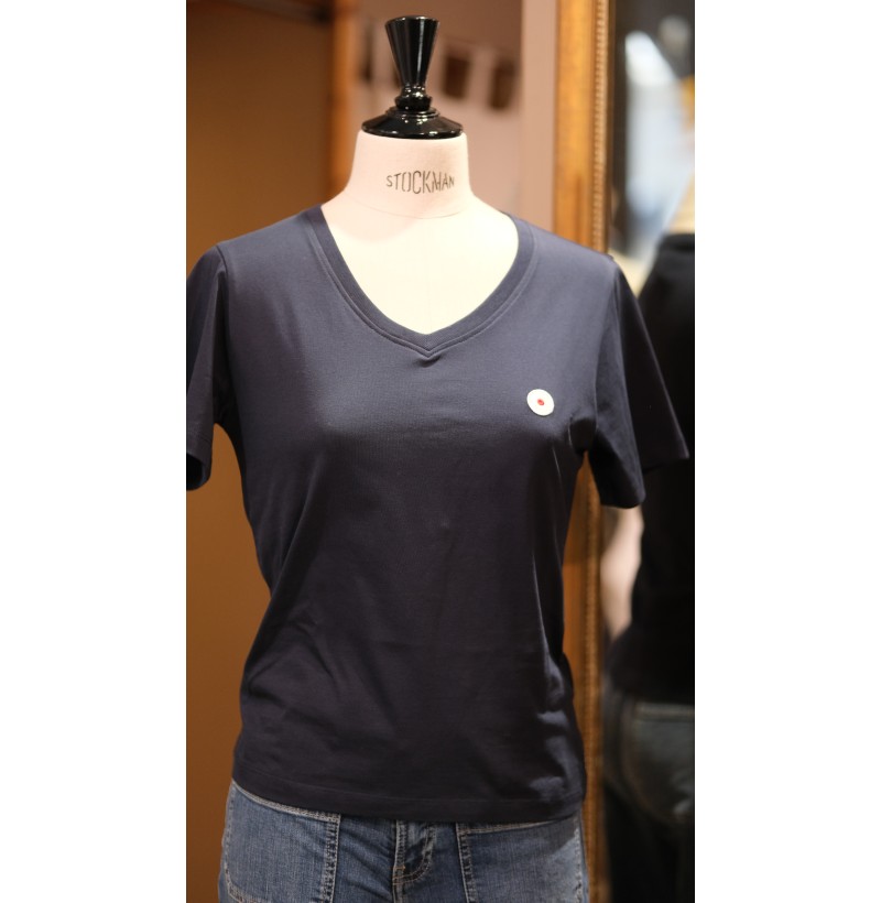 Tee-shirt col V marine